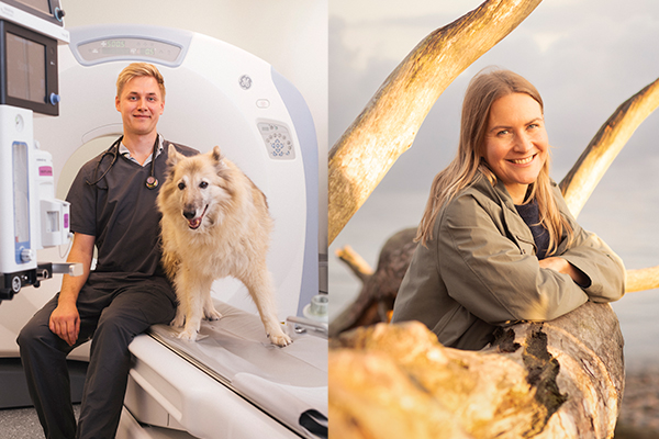 Olli Saalasti ja Venla Jyrkinen työskentelevät kumpikin eläinlääkäreinä. Työn arki ja olosuhteet poikkeavat kuitenkin toisistaan kuin yö ja päivä. 