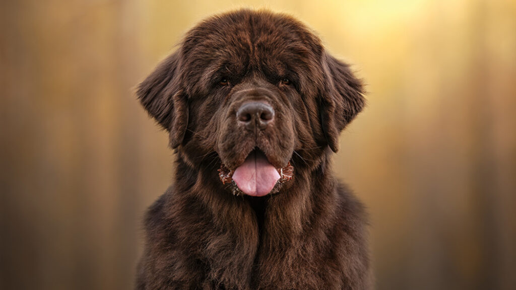 Kuvassa on ruskea newfoundlandinkoira